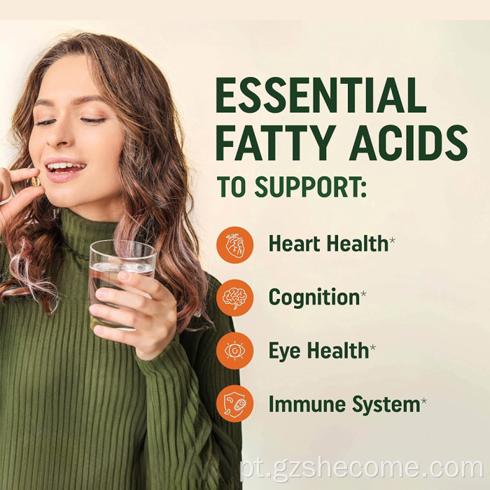 Shecome Vegan Omega 3 Algas Softgels Saúde do Coração